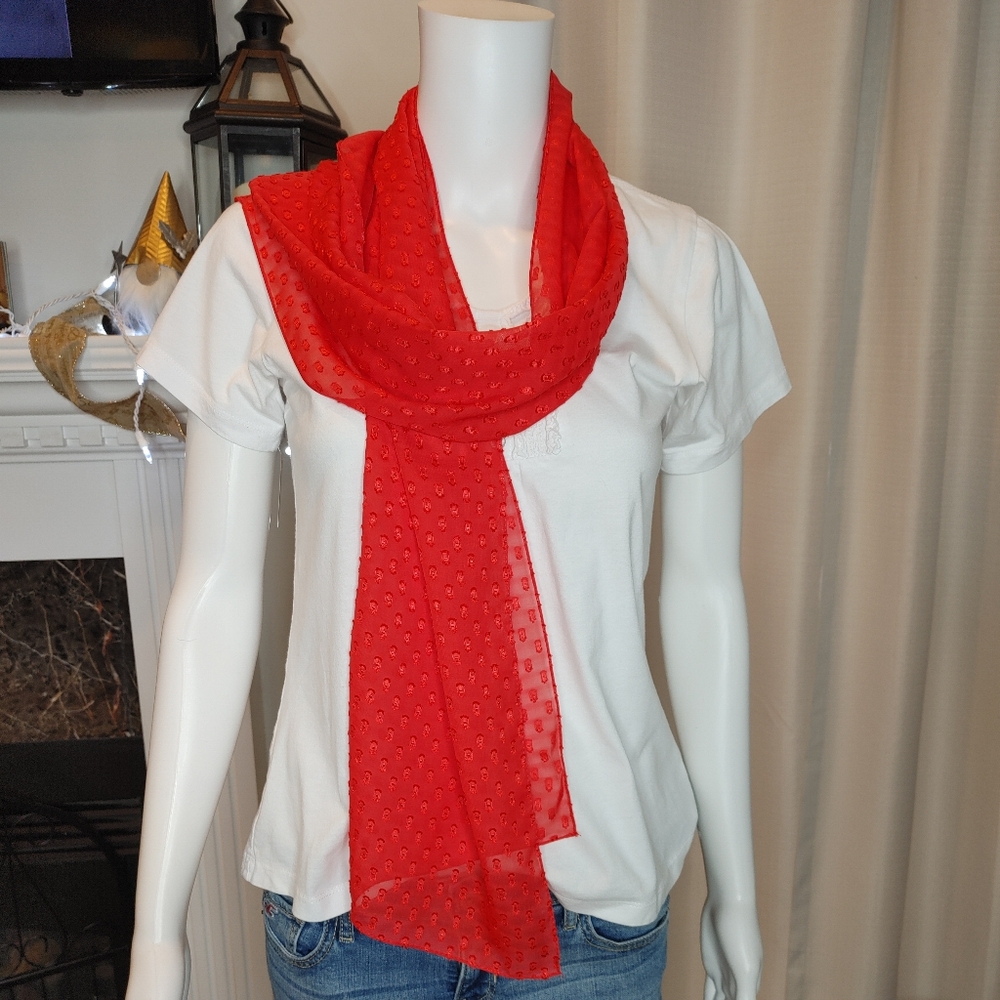 4 Scarf Bundle- Floral and Striped Scarf Set - Red,Coral - Picture 7 of 13